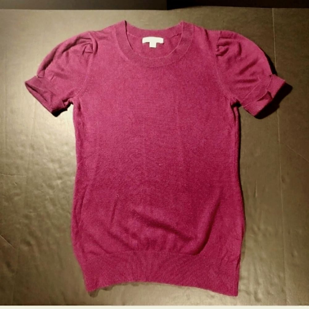 Banana Republic Wool Blend Short Puffed Sleeved Sweater Sz Small
